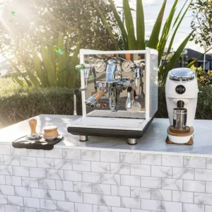 CUSTOM GLOSS WHITE ECM SYNCHRONIKA WITH NICHE ZERO IN WHIITE & WOODEN ECM HANDLES + PRECISION ACCESSORIES