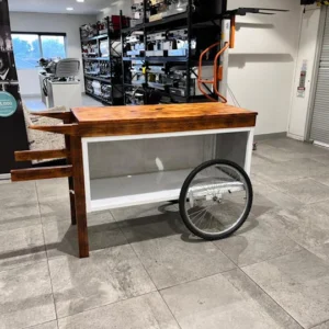 Vintage Style Coffee Cart With Wheels Timber White